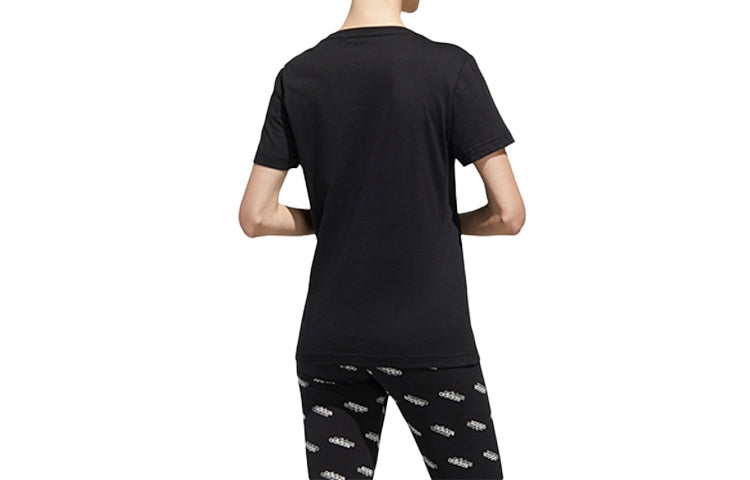 (WMNS) adidas Alphabet Logo Printing Training Sports Short Sleeve Black FM6154
