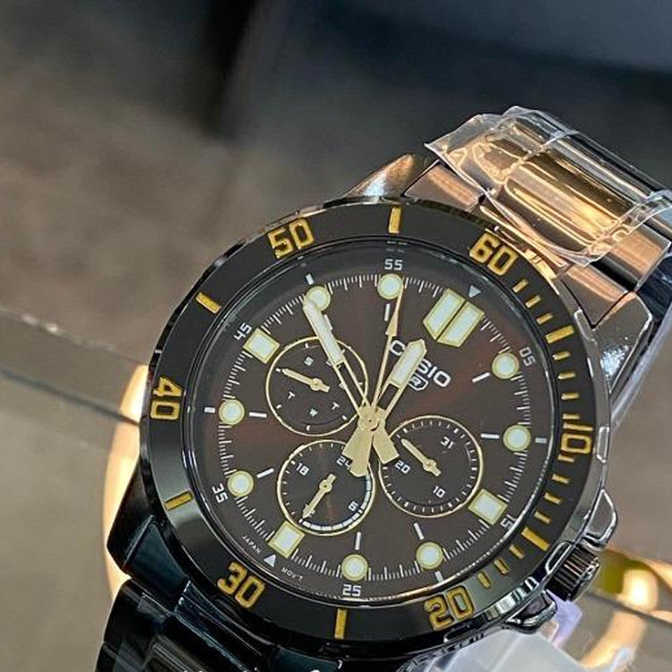 Casio Dress Classic Minimalistic Analog Watch 'Black Gold' MTP-VD300B-5E