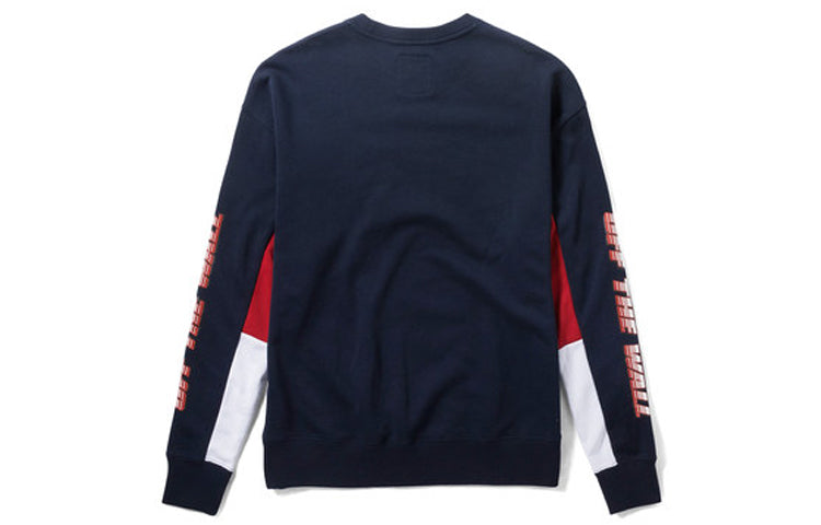 Vans Red logo Red Blue White Colorblock Round Neck Pullover Couple Style VN0A3DHE4NH
