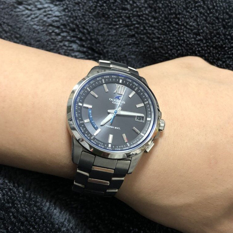 Casio Oceanus Analog Watch 'Steel Silver Black Blue' OCW-T150-1AJF