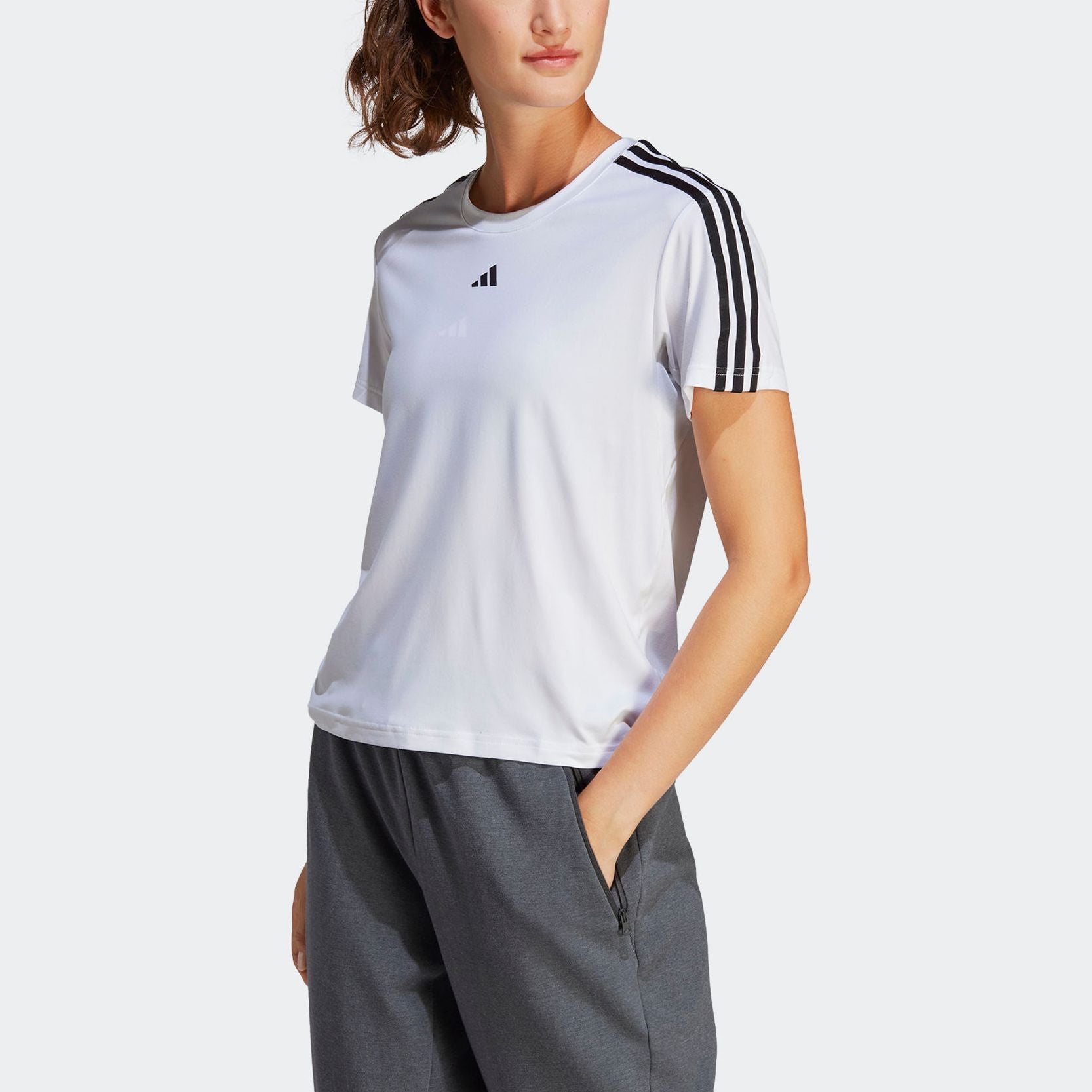 (WMNS) adidas Aeroready Train Essentials 3-Stripes T-Shirt Asia Sizing 'White Black' IC5040
