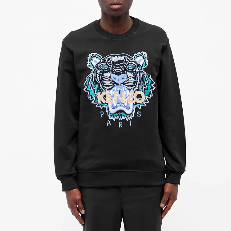 Men's KENZO TIGER Embroidered Round Neck Black FA55SW1344U9-99