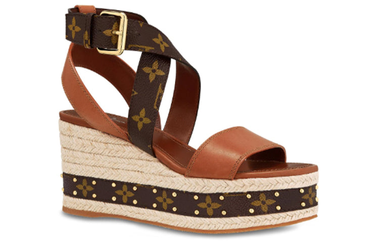 (WMNS) LOUIS VUITTON LV boundary Wedge Sandal 'Brown' 1A63W8