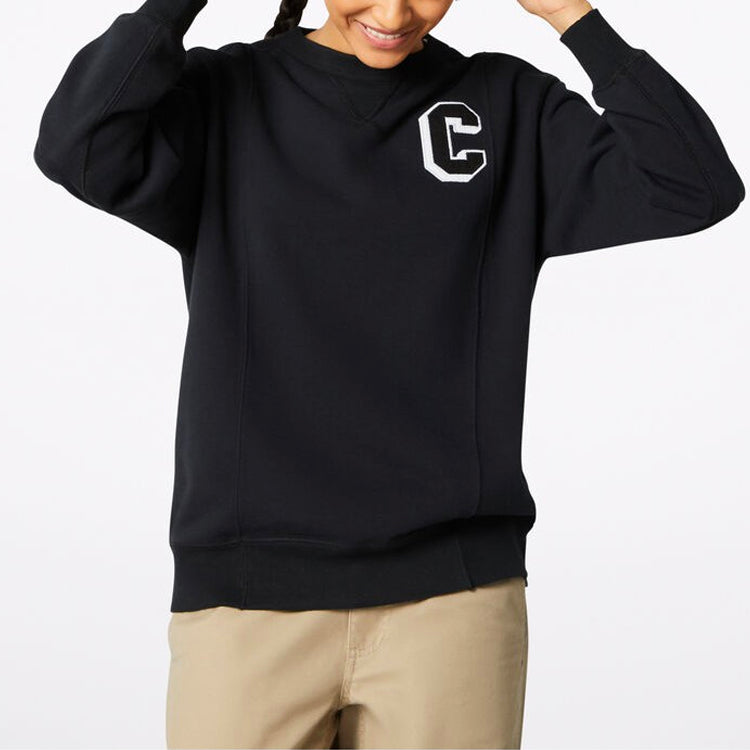 (WMNS) Converse Elevated Fleece Sweatshirt Asia Sizing 'Black' 10019109-A01