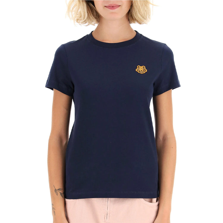 KENZO Small Tiger Head Embroidered Round Neck Short Sleeve Navy Blue FA62TS8434SJ-76