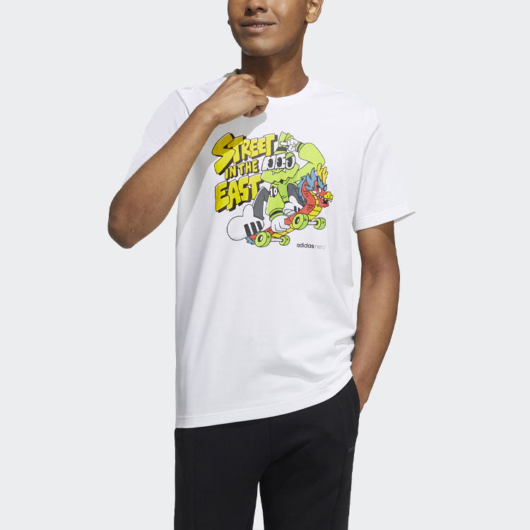 adidas neo M Freye Tee 1 Cartoon Printing Pattern Sports Short Sleeve White GS2588