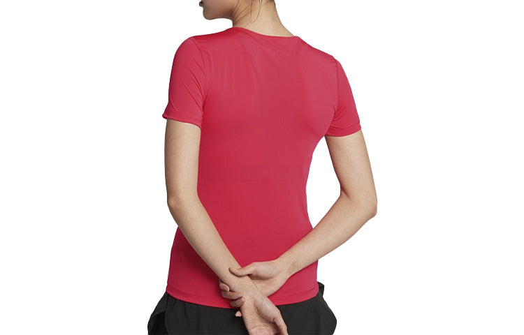(WMNS) Nike Pro Mesh Training Short Sleeve Red AO9952-850