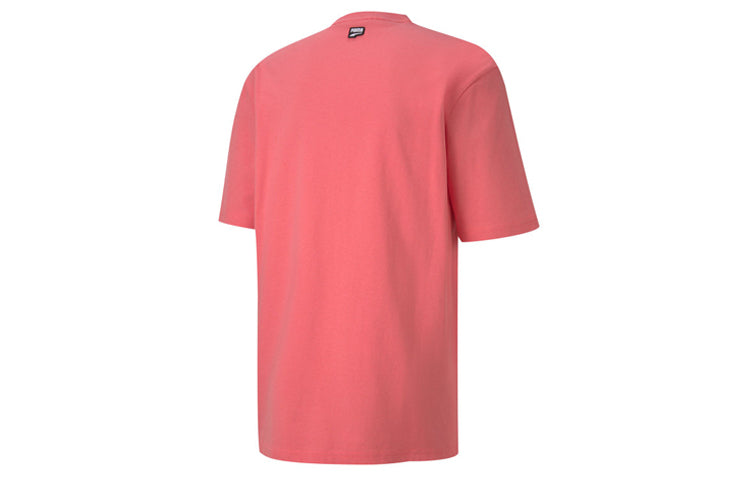 PUMA Downtown Classic Letter Logo Printed Short Sleeve Pink 597348-14