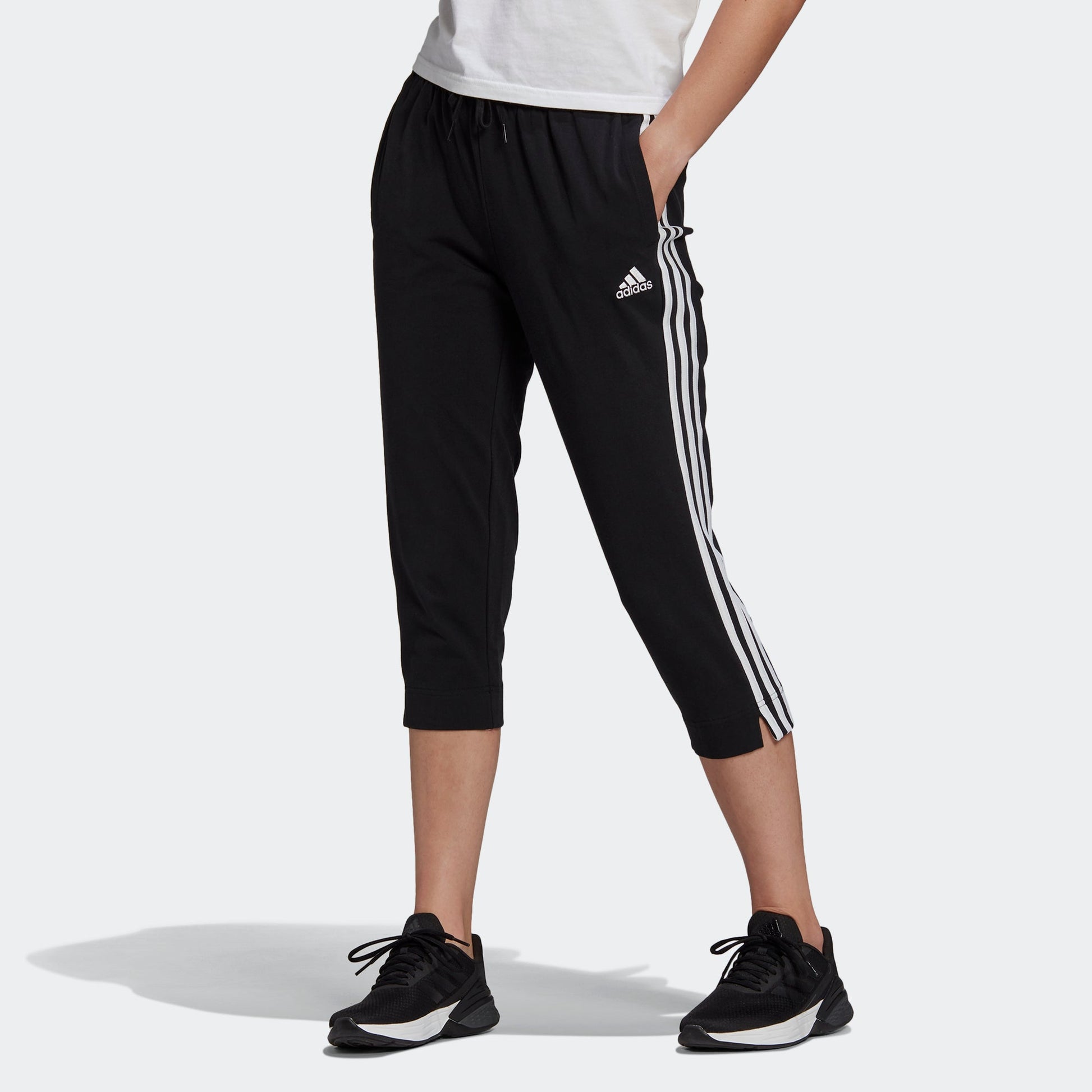 (WMNS) adidas Essentials Single Jersey 3/4 Pants Asia Sizing 'Black' GM5539