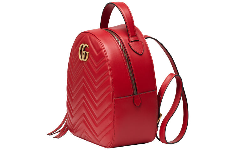 (WMNS) Gucci GG Marmont Series Leather Backpack Red 476671-DTDHD-6433