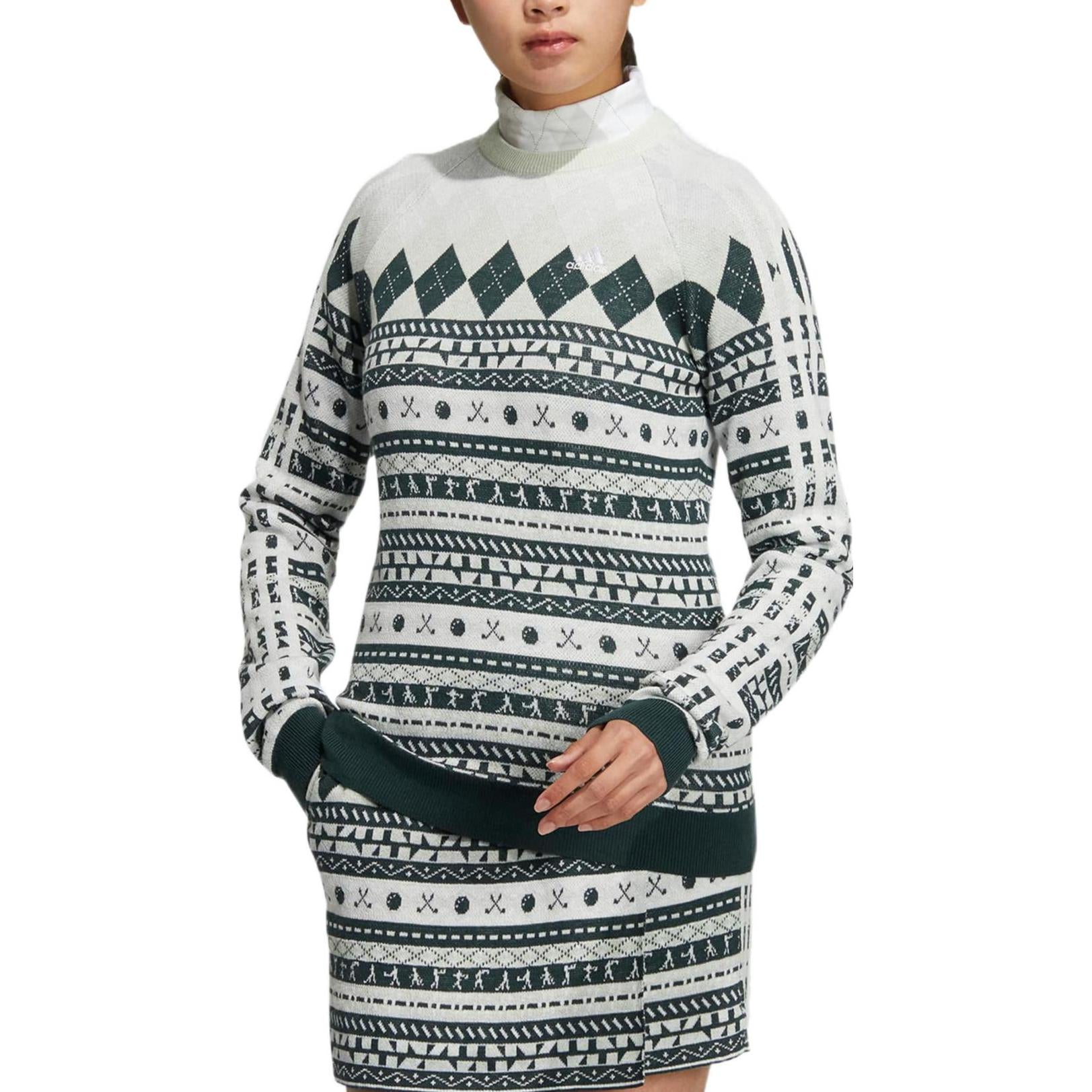 (WMNS) adidas Graphic Sweater Asia Sizing 'White Green' HG5795
