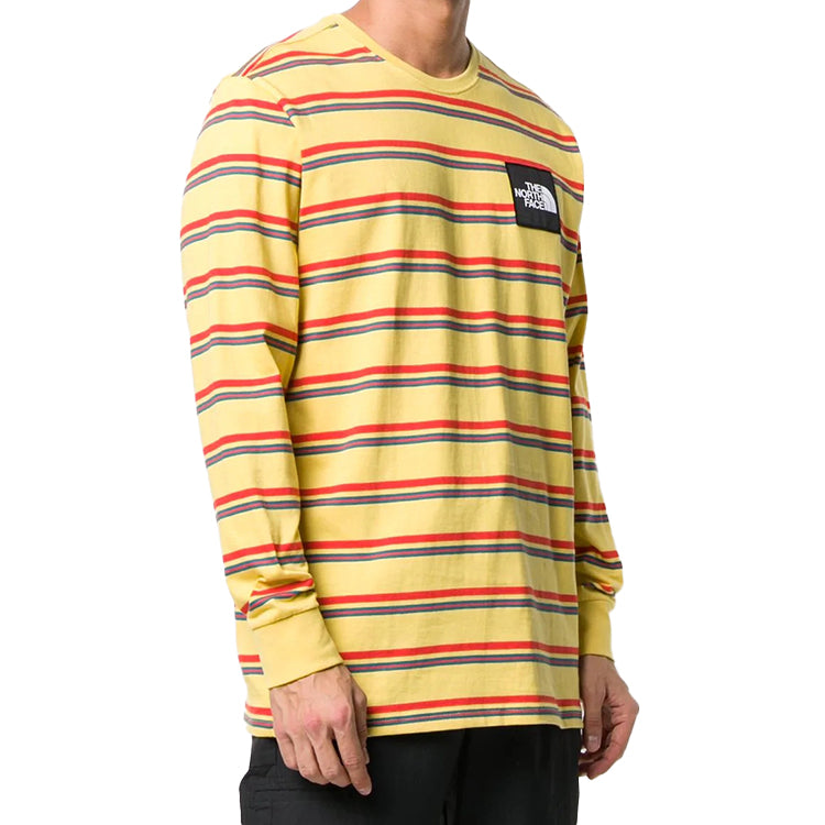 Men's THE NORTH FACE Stripe Printing Long Sleeves Tops Yellow NF0A4C9I