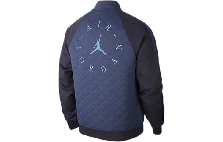 Air Jordan Colorblock Sports Training Stand Collar Casual Jacket Navy Blue BQ5772-557