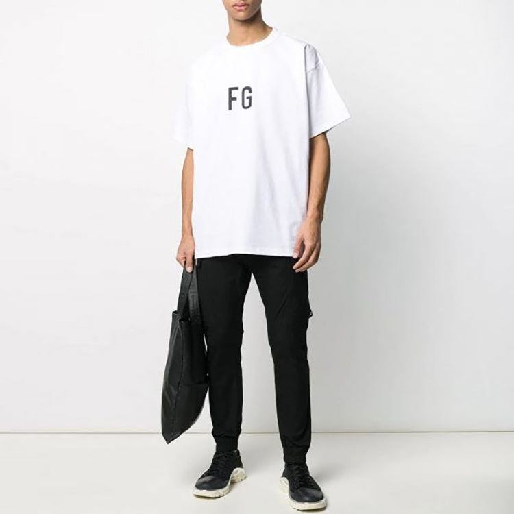 Fear of God Classic FG Colorful Reflective Logo Large Short Sleeve Unisex White FOG-FW19-79