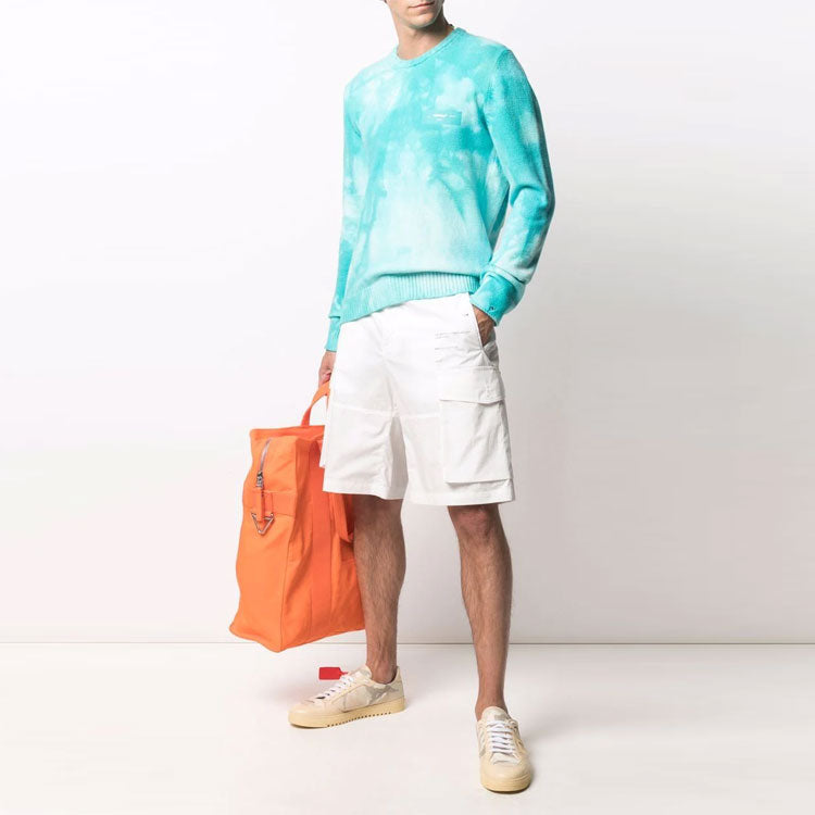 Off-White SS21 Logo Printing Cargo Pocket Shorts White OMCB048S21FAB0020110