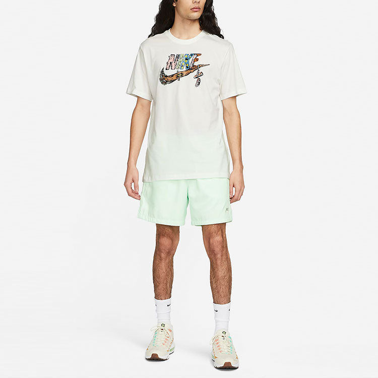 Nike Sportswear Graffiti Logo Sports Round Neck Short Sleeve Beige DM2215-133