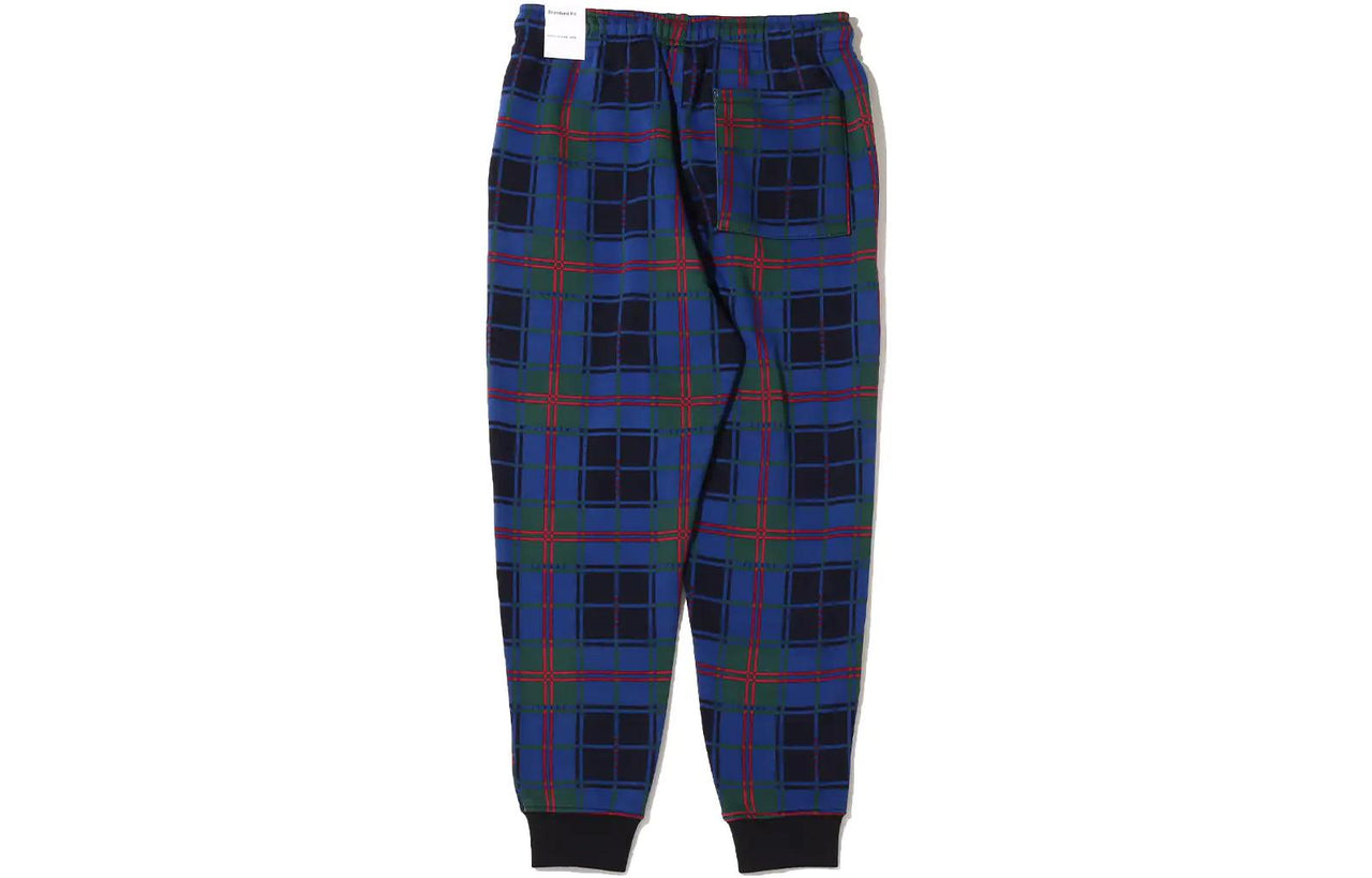 Air Jordan Plaid Fleece Lined Casual Pants/Trousers Men's Blue Green DV9389-333