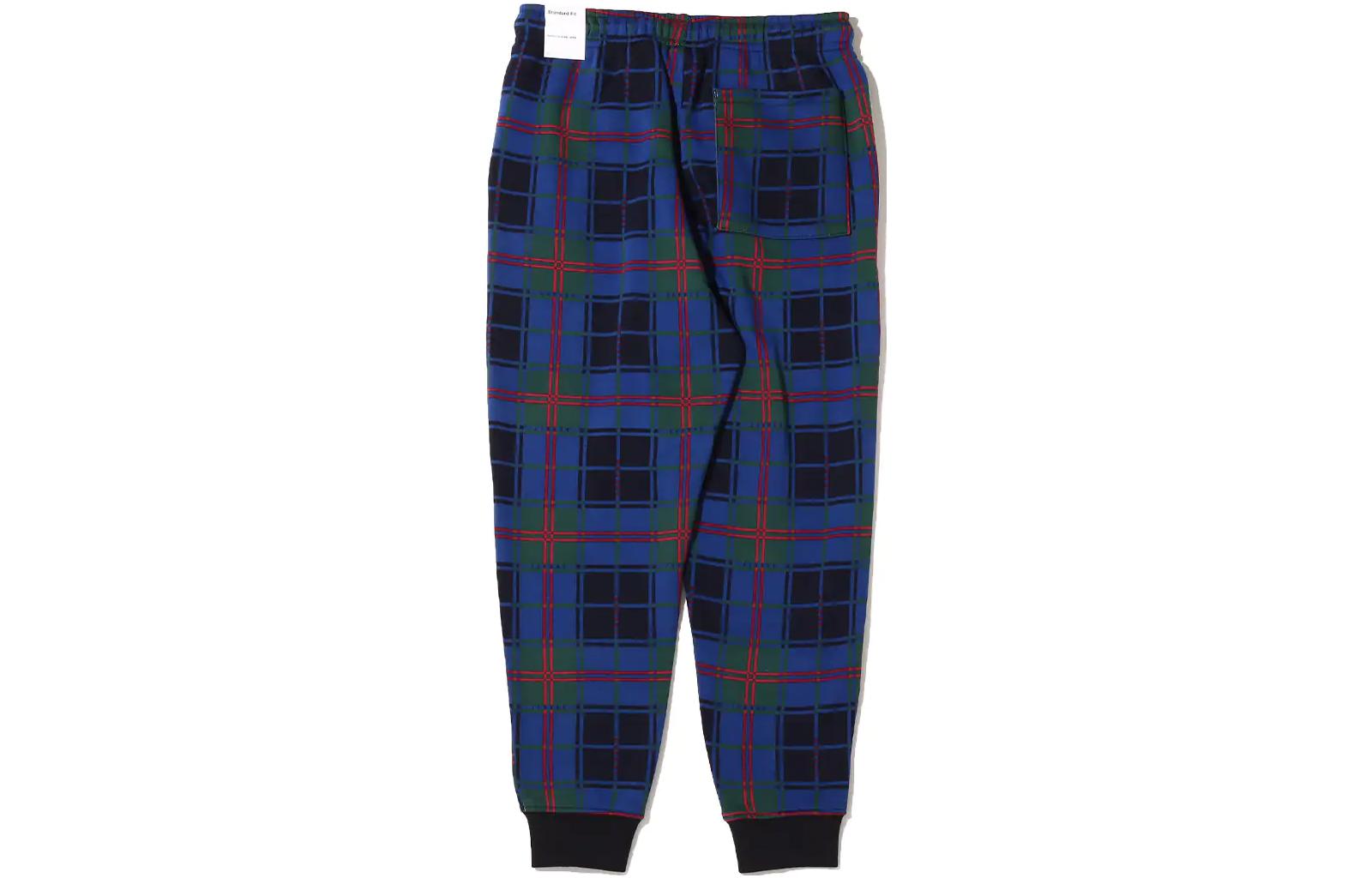Air Jordan Plaid Fleece Lined Casual Pants/Trousers Men's Blue Green DV9389-333
