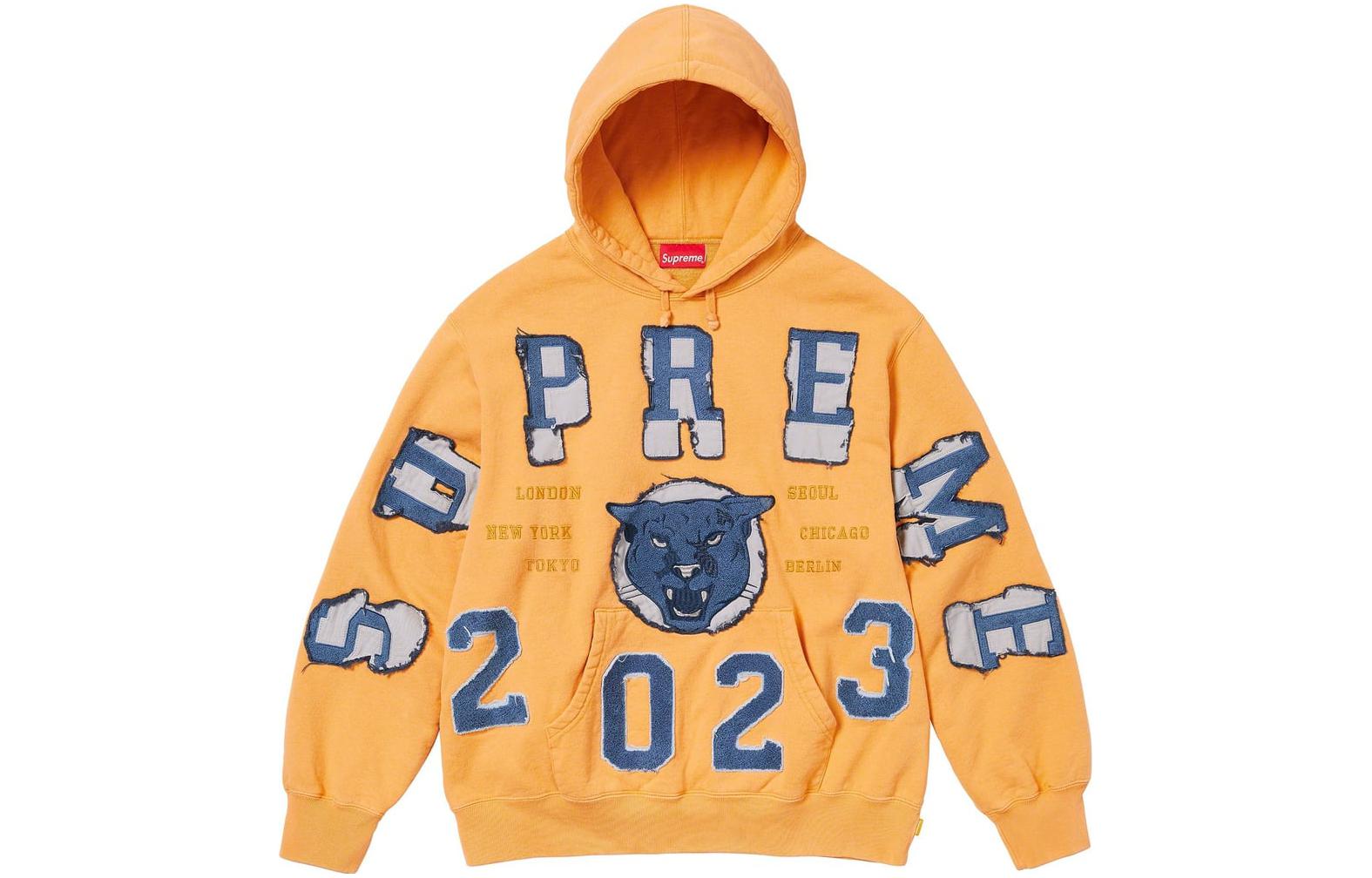 Supreme FW23 Week5 Washed Panther Hoodie 'Orange' SUP-FW23-098