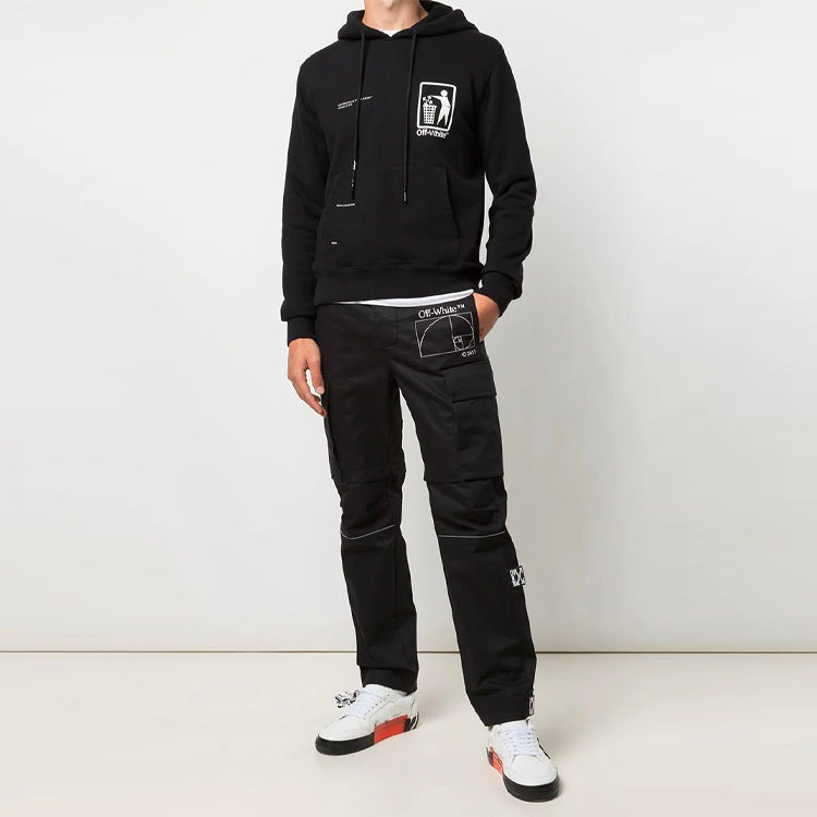 Off-White SS21 Printing hooded Long Sleeves Loose Fit Black OMBB034S21FLE0101001