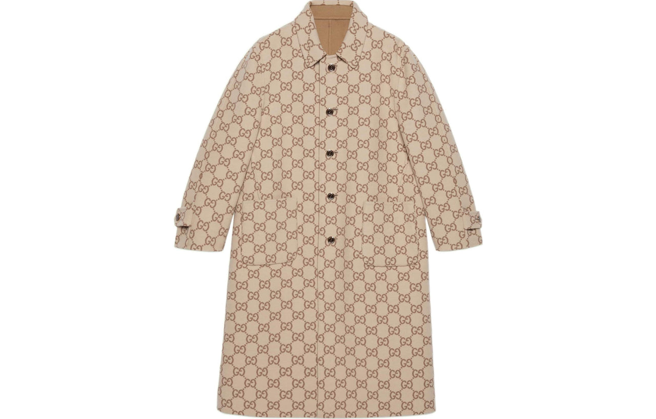 (WMNS) Gucci Reversible GG Wool Coat 'Camel Beige' 695094-ZAIYP-2296