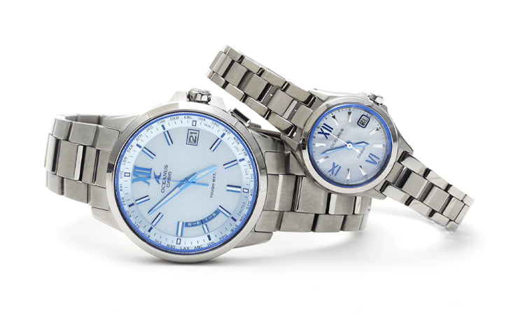 Casio Oceanus Analog Watch 'Metallic Silver Blue White' OCW-T150-2AJF&OCW-70PJ-7AJF