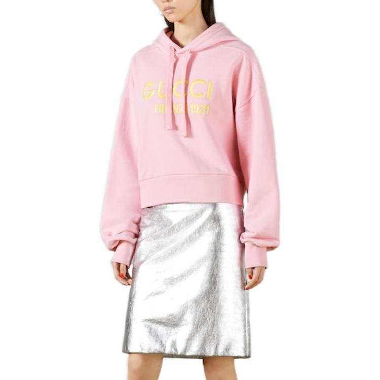 (WMNS) Gucci Cotton Hooded Sweatshirt With Embroidery 'Pink' 765384-XJF0S-5358