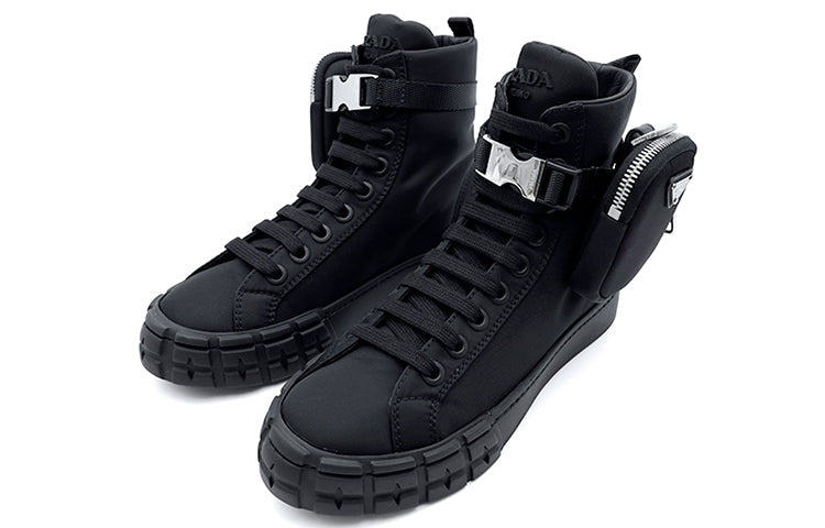 (WMNS) PRADA Wheel Re-Nylon Hight Sneakers with Larger Pouch 'Black' 1T551M_3LFV_F0002