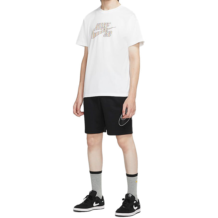 Nike Sb Skateboard Large Colorful Logo Sports Short Sleeve t White CW1463-100