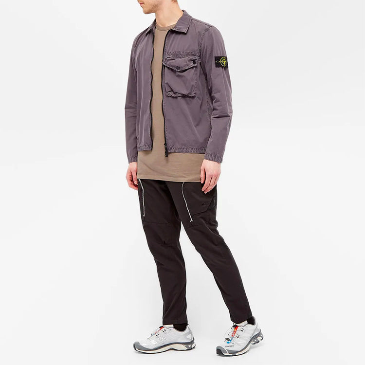 Men's STONE ISLAND SS21 Solid Color Pocket Logo Casual Jacket Gray 7415117WN-V0163