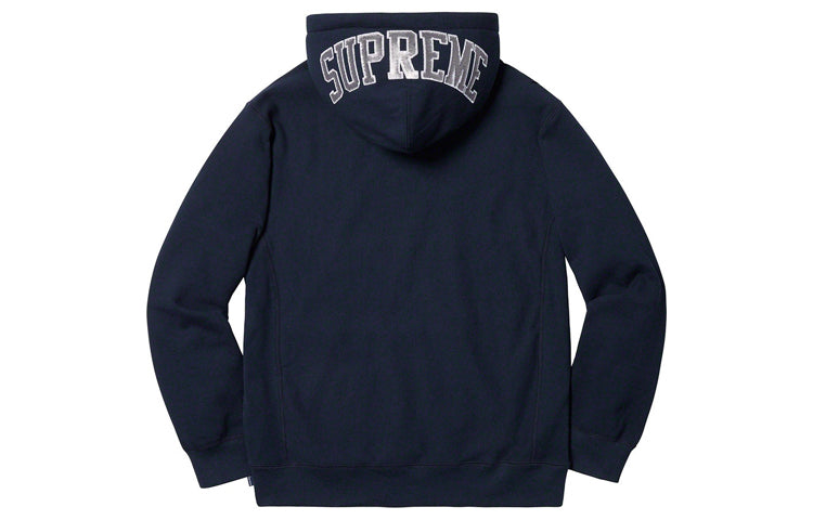 Supreme SS19 Sequin Arc Hooded Sweatshirt Navy logo SUP-SS19-455