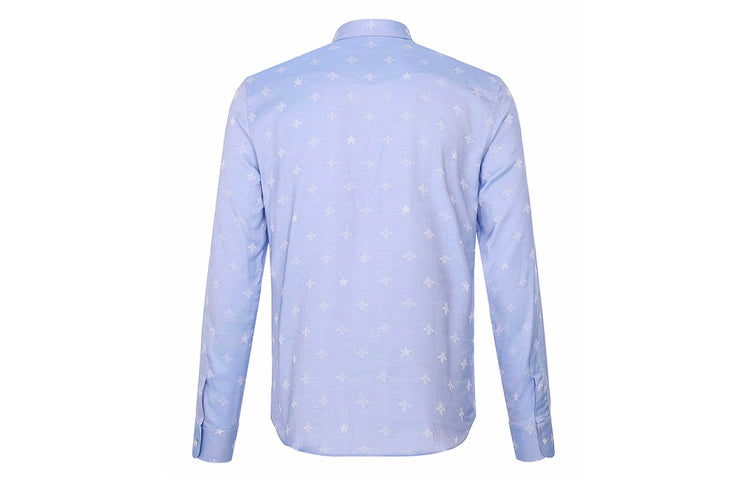 Gucci Bee Star Print Long Sleeve Shirt For Men Blue 452041-Z327C-4910