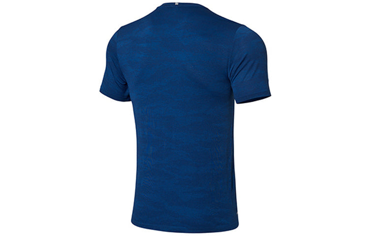 Li-Ning Running Series Quick Dry Breathable Round Neck Knit Short Sleeve Blue ATSP135-6