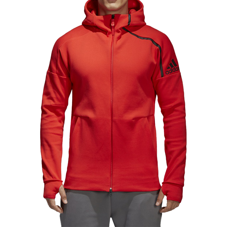 adidas Logo Printing Knit Hooded Jacket Red CG2173