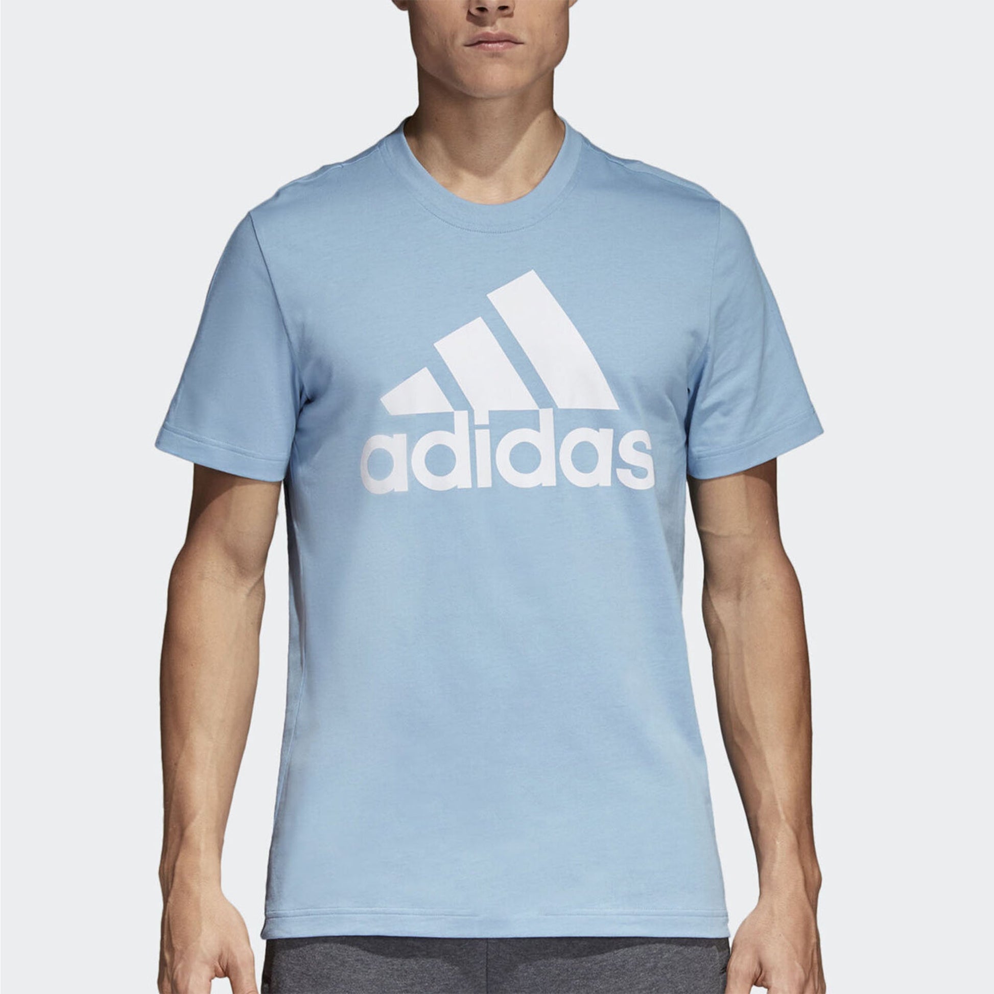 adidas Sports Logo Casual Breathable Short Sleeve Sky Blue CD2818