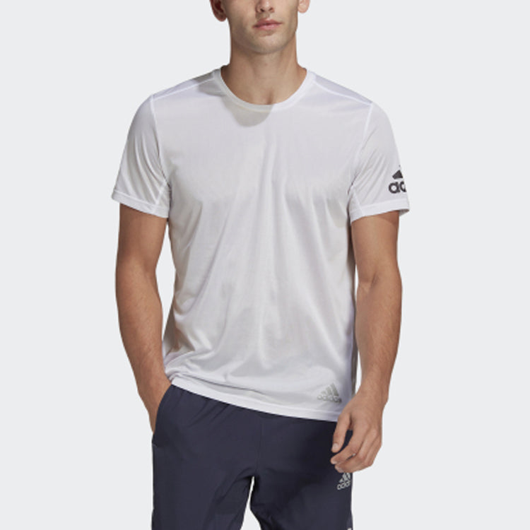 adidas Round Neck Pullover Solid Color Short Sleeve White HB7471