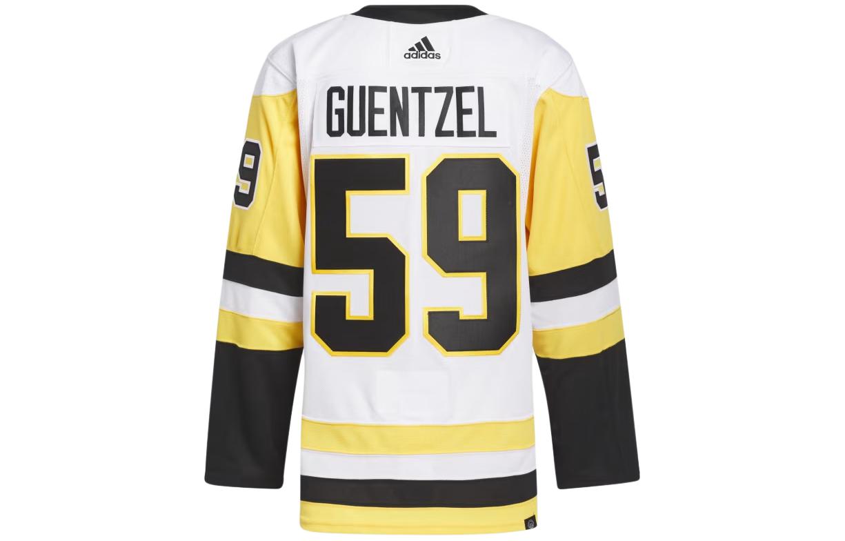 adidas Penguins Guentzel Away Authentic Hockey Jersey Asia Sizing 'White Yellow' HB6654