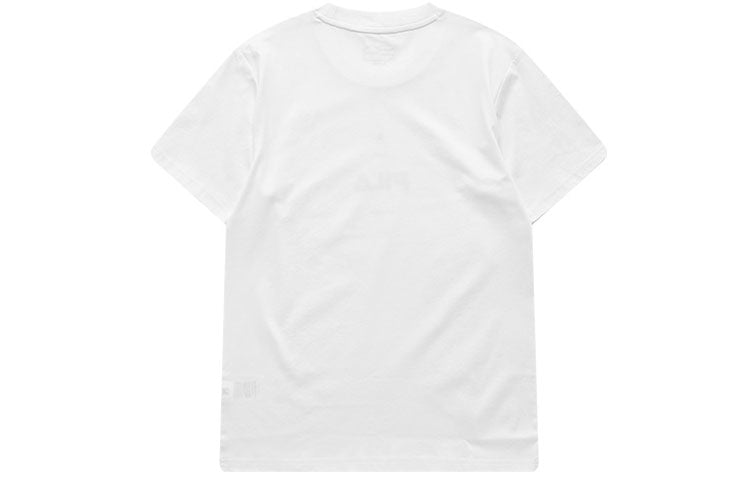 Men's FILA FUSION Logo Printing Round Neck Short Sleeve White T-Shirt T11M121101F-WT