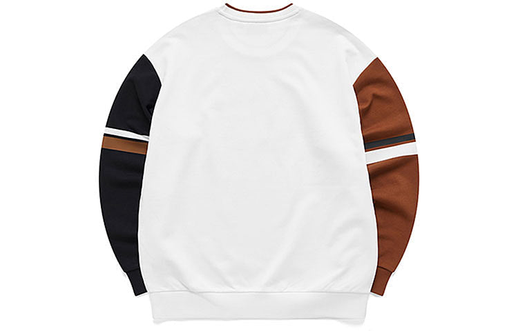 FILA FUSION Casual Splicing Round Neck Pullover White T11M111208F-WT