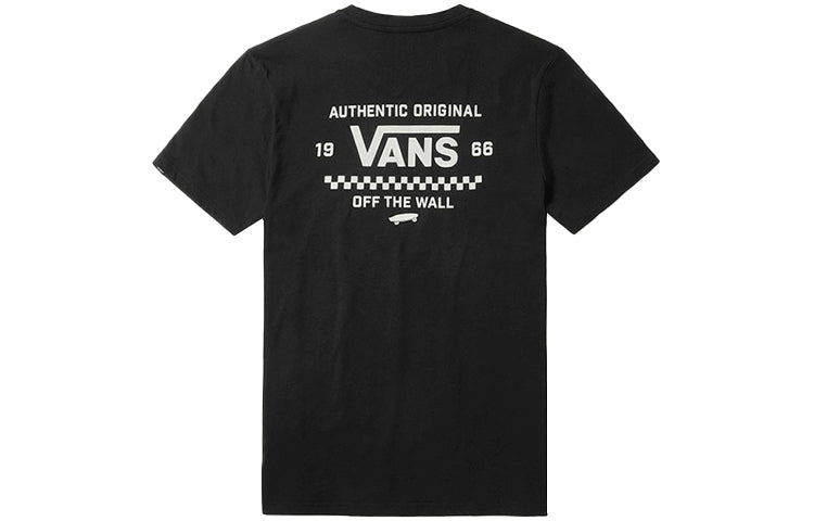 Men's Vans Alphabet Pattern Printing Loose Short Sleeve Black VN0A3ZN9BLK