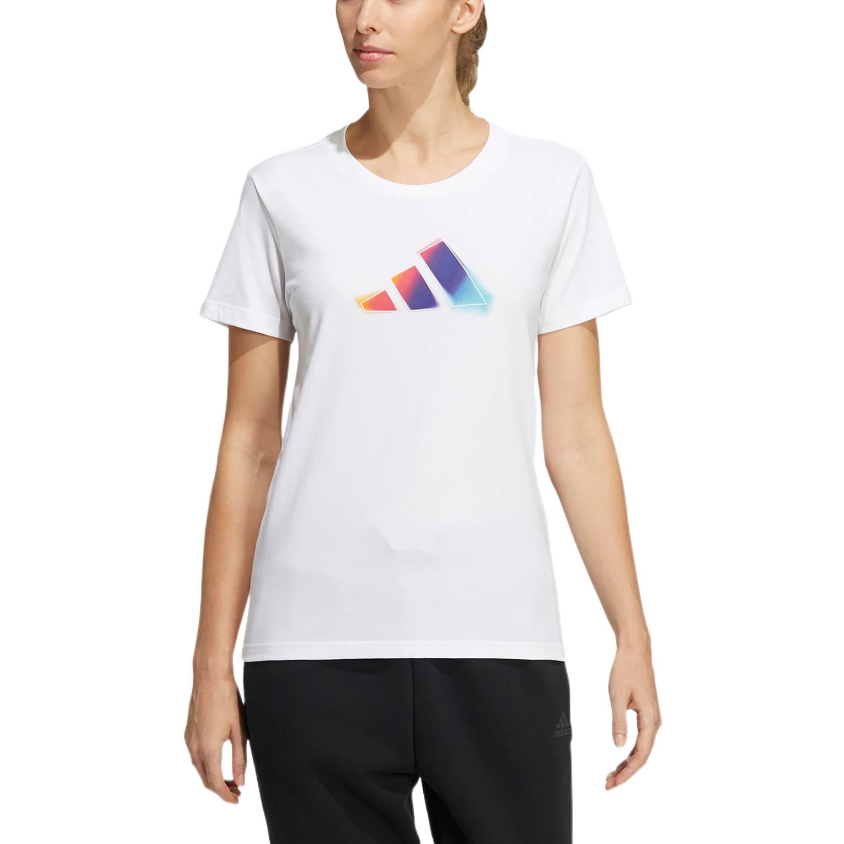 (WMNS) adidas UST  3 Bar T-Shirt Asia Sizing 'White Purple' HE9979