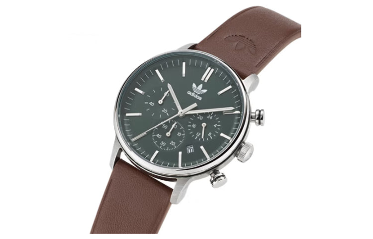adidas Code 1 Chrono Style Brown Eco Leather Strap Watch 'Brown Green' AOSY225312I
