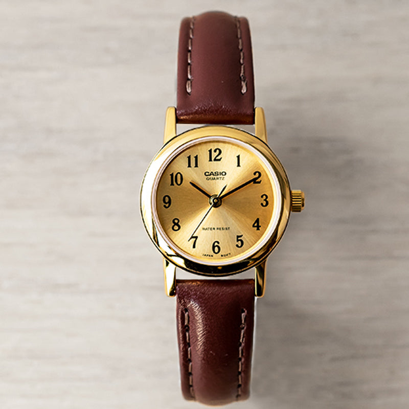 Casio Influencer Analog Leather Strap Watch 'Brown Gold' LTP-1095Q-9B1