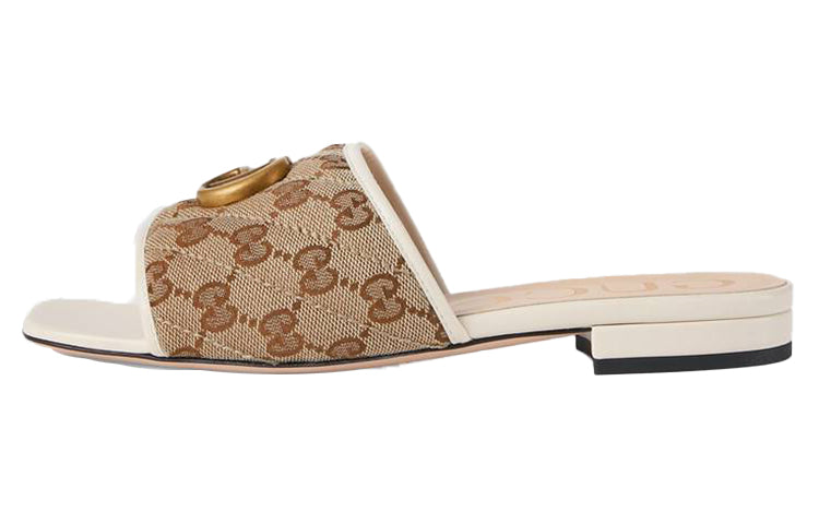 (WMNS) Gucci Double g Flat Heel Fashion Beige Sandals 619893-2HK80-9795