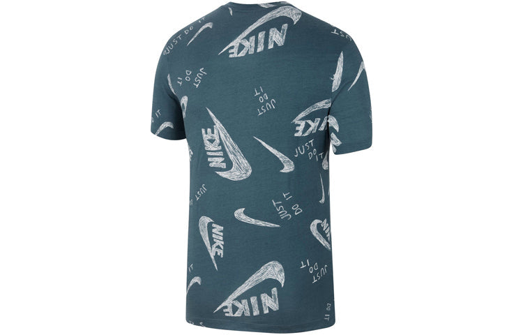 Nike Logo Round Neck Pullover Short Sleeve Blue CU9083-058