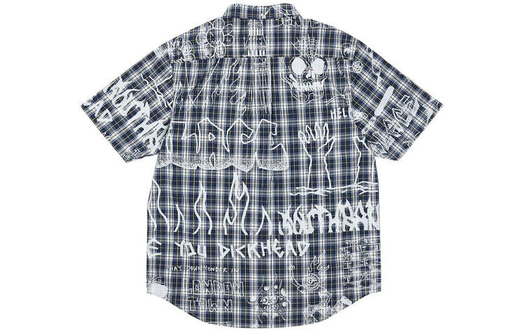PALACE x Lotties Crossover Hand Painted Plaid Short Sleeve Light Blue Shirt P20SHT001