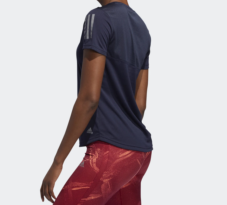 (WMNS) adidas Own The Run Tee Reflective Printing Sports Short Sleeve Blue DZ2266