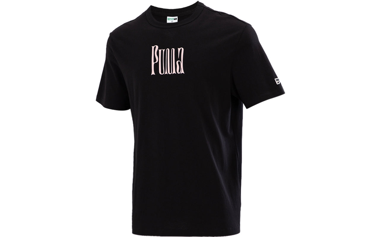 PUMA Logo Printing CasualSport Round NeckShort Sleeve s Black 533039-01