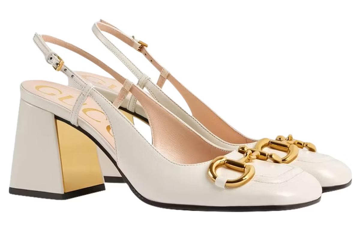 (WMNS) Gucci Chunky mid-heel slingback with Horsebit 'White' 643892-C9D00-9022