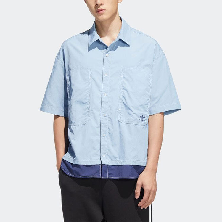 adidas originals Colorblock Design Casual Short Sleeve Shirt Blue HM7995